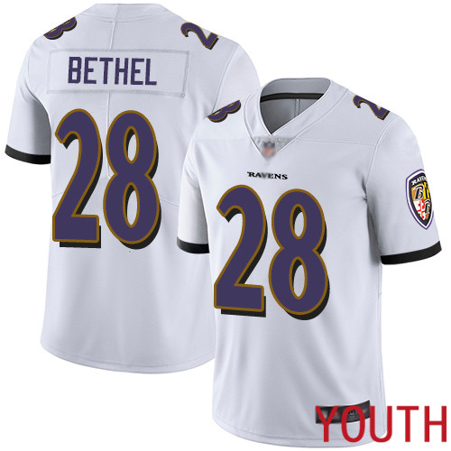 Baltimore Ravens Limited White Youth Justin Bethel Road Jersey NFL Football #28 Vapor Untouchable->nfl t-shirts->Sports Accessory